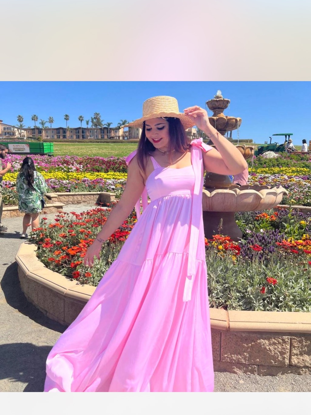 Silk Pink Maxi Dress With Tie Straps